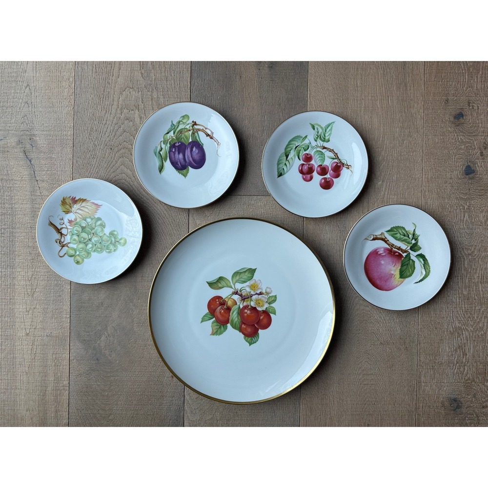 Hutschenreuther Selb Pasco Germany Fruit Chop Plate 13.5" & 4 8" Plates Set 5
